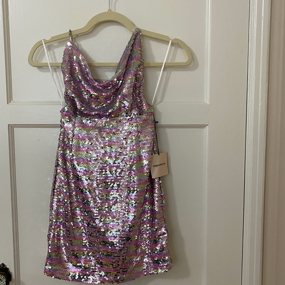 NWT Superdown Lisbeth Cowl Sequin Mini Dress - Picture 4 of 5